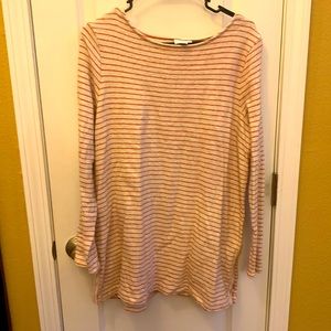 J. Jill Cream Orange Stripe Long Sleeve Tunic Size 1X